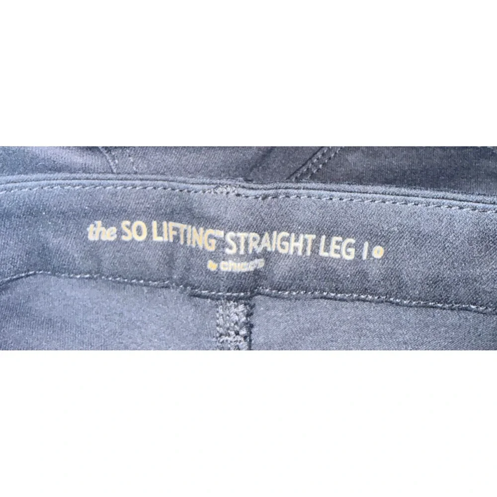 Chicos 0 US 4 Regular Straight Leg Pants Black SO Lifting Mid Rise Stretch Denim